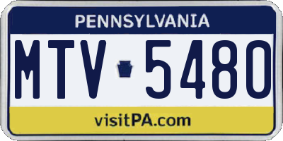 PA license plate MTV5480