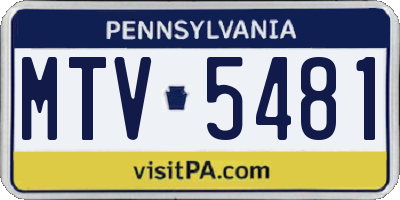 PA license plate MTV5481