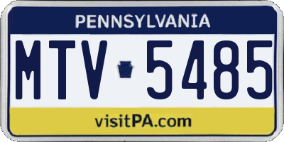 PA license plate MTV5485