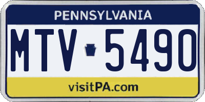 PA license plate MTV5490