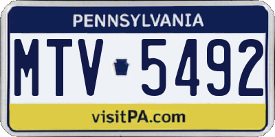 PA license plate MTV5492