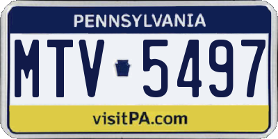 PA license plate MTV5497