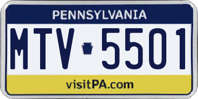 PA license plate MTV5501
