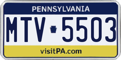 PA license plate MTV5503
