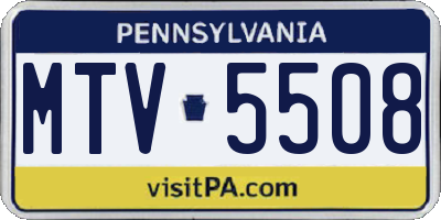 PA license plate MTV5508
