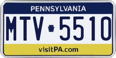 PA license plate MTV5510