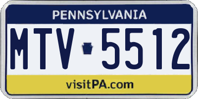 PA license plate MTV5512