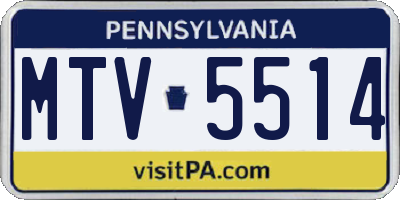 PA license plate MTV5514