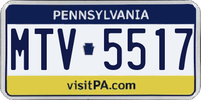 PA license plate MTV5517