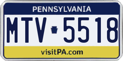PA license plate MTV5518
