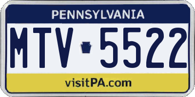 PA license plate MTV5522