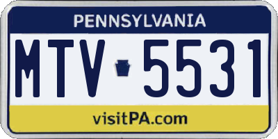 PA license plate MTV5531
