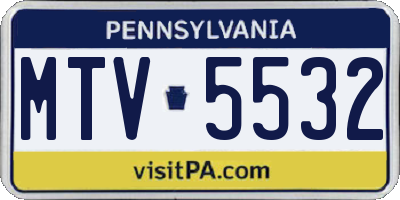 PA license plate MTV5532