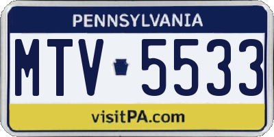 PA license plate MTV5533