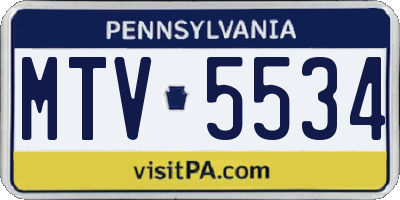 PA license plate MTV5534