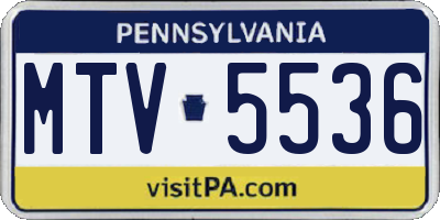 PA license plate MTV5536