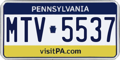 PA license plate MTV5537