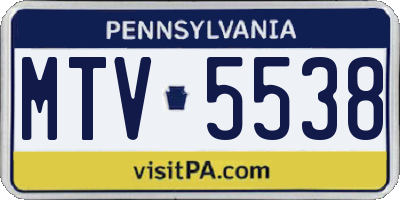 PA license plate MTV5538