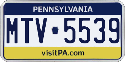 PA license plate MTV5539