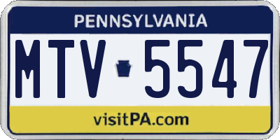 PA license plate MTV5547