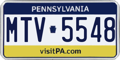 PA license plate MTV5548