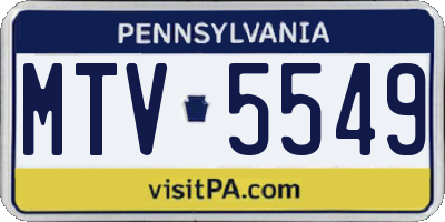 PA license plate MTV5549