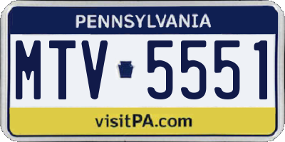 PA license plate MTV5551