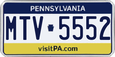 PA license plate MTV5552
