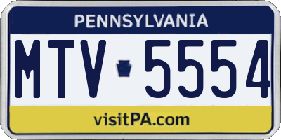 PA license plate MTV5554