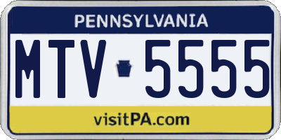 PA license plate MTV5555