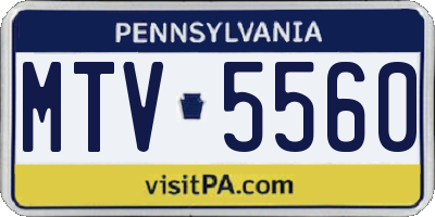PA license plate MTV5560