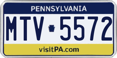 PA license plate MTV5572