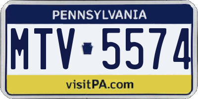 PA license plate MTV5574