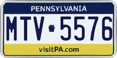 PA license plate MTV5576