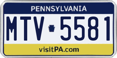PA license plate MTV5581