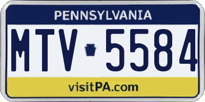PA license plate MTV5584