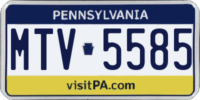 PA license plate MTV5585