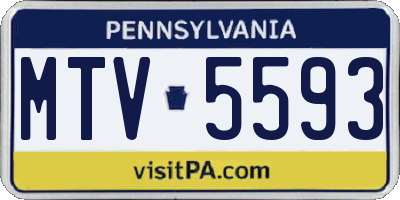 PA license plate MTV5593