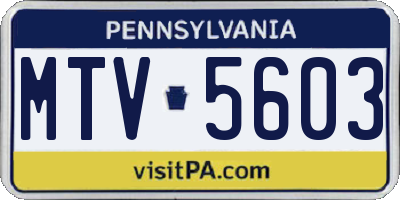 PA license plate MTV5603