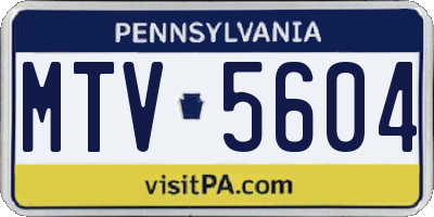 PA license plate MTV5604
