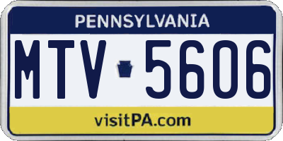 PA license plate MTV5606