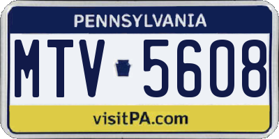PA license plate MTV5608