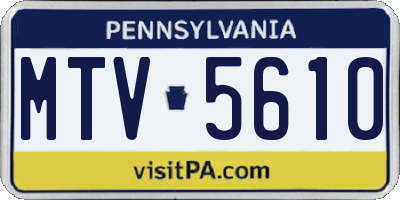 PA license plate MTV5610