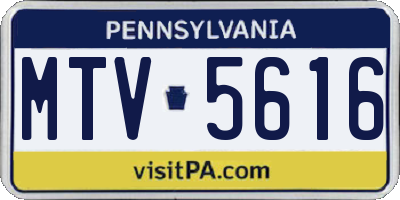 PA license plate MTV5616