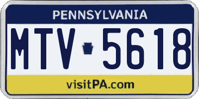 PA license plate MTV5618