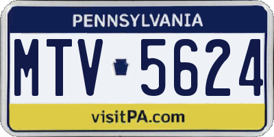 PA license plate MTV5624