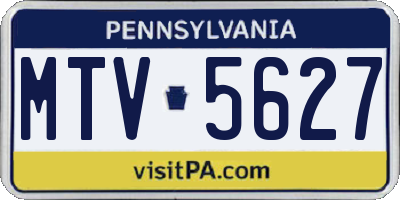 PA license plate MTV5627