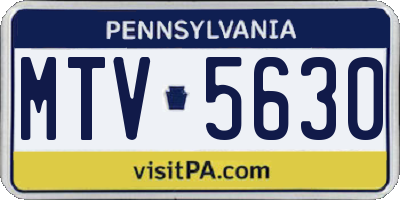 PA license plate MTV5630
