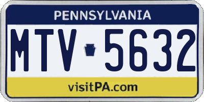 PA license plate MTV5632