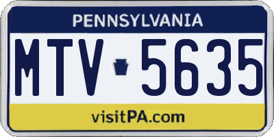 PA license plate MTV5635